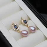 Freshwater Drop Earrings, Gold-Plated Pearl Earrings for Women