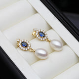 Freshwater Drop Earrings, Gold-Plated Pearl Earrings for Women