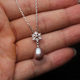 Freshwater Natural Pearl Pendant, Wedding Snow 925 Silver Necklace