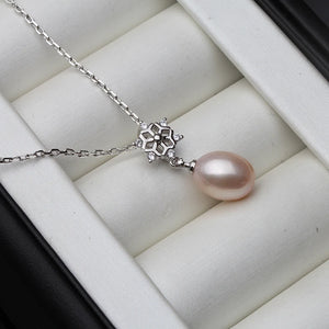 Freshwater Natural Pearl Pendant, Wedding Snow 925 Silver Necklace