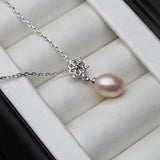 Freshwater Natural Pearl Pendant, Wedding Snow 925 Silver Necklace