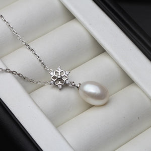 Freshwater Natural Pearl Pendant, Wedding Snow 925 Silver Necklace