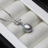 Freshwater Natural Pearl Pendant, Wedding Snow 925 Silver Necklace