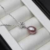 Freshwater Natural Pearl Pendant, Wedding Snow 925 Silver Necklace
