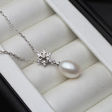 Freshwater Natural Pearl Pendant, Wedding Snow 925 Silver Necklace