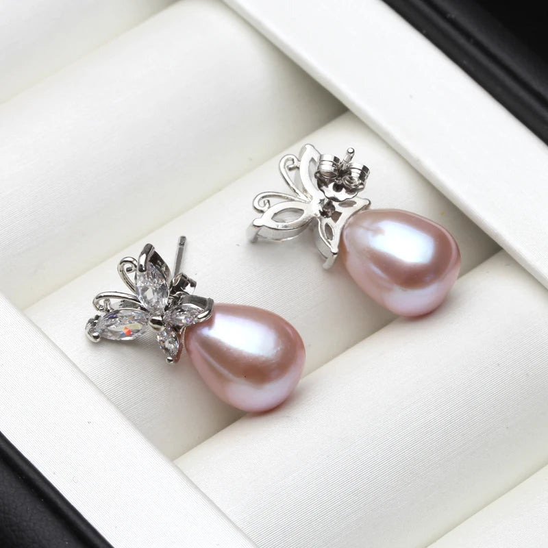 Freshwater Pearl Earrings 925 Silver Girl Gift