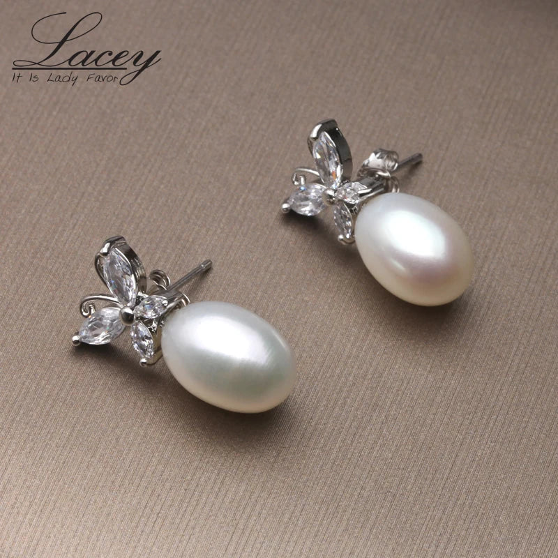 Freshwater Pearl Earrings 925 Silver Girl Gift