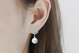 Freshwater Pearl Earrings 925 Sterling Silver Carving Roses Flower Wedding