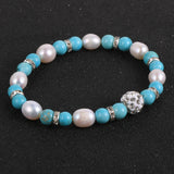 Freshwater Pearl Beaded Bracelet Women Girls Jewelry Rhinestone Charm Bracelets