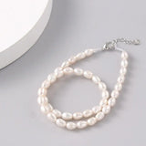 Real Freshwater Pearl Necklace 6mm Rice Pearl Jewelry 39mm Length