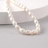 Real Freshwater Pearl Necklace 6mm Rice Pearl Jewelry 39mm Length