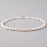 Real Freshwater Pearl Necklace 6mm Rice Pearl Jewelry 39mm Length