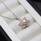 Freshwater Pearl Pendant Chain Necklace Women 925 Silver Wedding Gift
