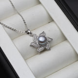 Freshwater Pearl Pendant Chain Necklace Women 925 Silver Wedding Gift