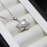 Freshwater Pearl Pendant Chain Necklace Women 925 Silver Wedding Gift
