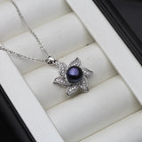 Freshwater Pearl Pendant Chain Necklace Women 925 Silver Wedding Gift