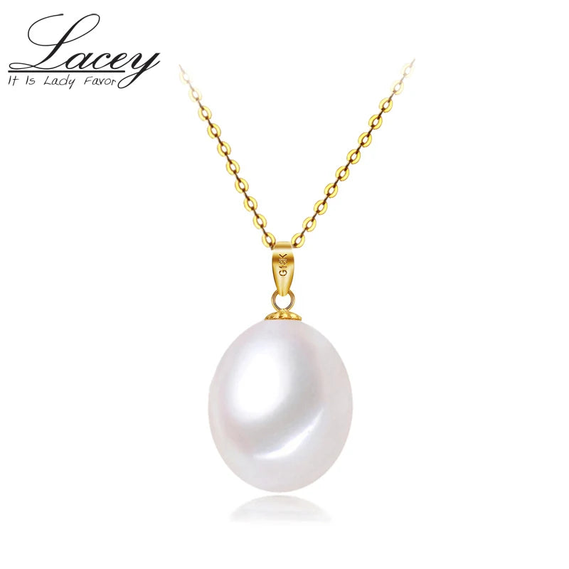 18k Freshwater Pearl Pendant Necklace for Women, Yellow Fine Gift