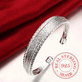 925 Silver Braided Bangles for Women Wedding Engagement Party