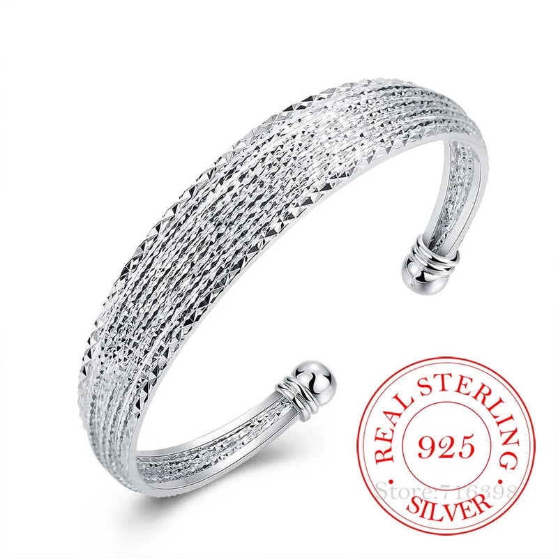 925 Silver Braided Bangles for Women Wedding Engagement Party