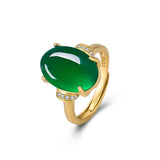 18k Yellow Gold Resizable Ring with Natural Emerald Stone