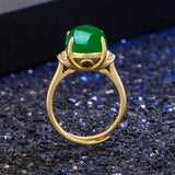 18k Yellow Gold Resizable Ring with Natural Emerald Stone
