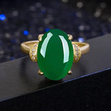 18k Yellow Gold Resizable Ring with Natural Emerald Stone