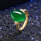 18k Yellow Gold Resizable Ring with Natural Emerald Stone