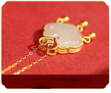 Natural Hetian Jade Ruyi Lock Pendant Necklace for Women Baby Pure 999 Chain