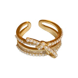 Electroplated Pearl Bow Knot Open Ring