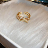 Electroplated Pearl Bow Knot Open Ring