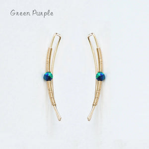 Dark Green Opal Ear Cuff Earrings