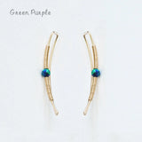 Dark Green Opal Ear Cuff Earrings