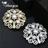 Metal Brooch Pin with Natural Freshwater Pearl for Women