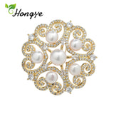 Metal Brooch Pin with Natural Freshwater Pearl for Women