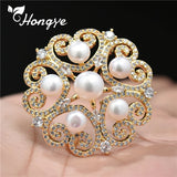 Metal Brooch Pin with Natural Freshwater Pearl for Women