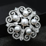 Metal Brooch Pin with Natural Freshwater Pearl for Women