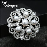 Metal Brooch Pin with Natural Freshwater Pearl for Women