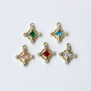 Copper Zircon Rhombus Earrings Charms Necklace Pendants DIY