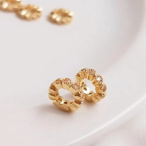 Plated Copper Zircon Flower Bead Spacer Charms DIY Jewellery Findings