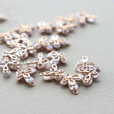 Copper Zircon Butterfly Two Rings Charms Necklace Pendants DIY Findings
