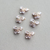Copper Zircon Butterfly Two Rings Charms Necklace Pendants DIY Findings
