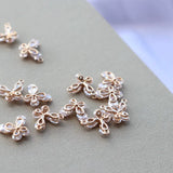 Copper Zircon Butterfly Two Rings Charms Necklace Pendants DIY Findings
