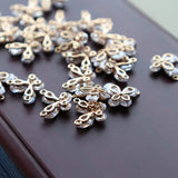 Copper Zircon Butterfly Two Rings Charms Necklace Pendants DIY Findings