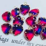 Plated Copper Zircon 12MM Heart Earrings Beads