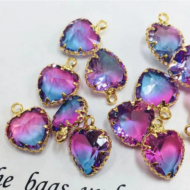 Plated Copper Zircon 12MM Heart Earrings Beads