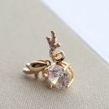 Copper Zircon Deer Animal Charms Necklace Pendants DIY Jewelry Making