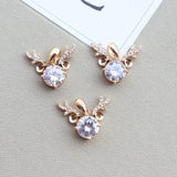 Copper Zircon Deer Animal Charms Necklace Pendants DIY Jewelry Making