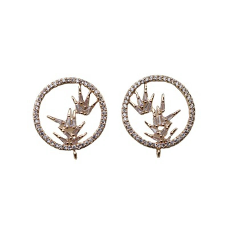 Copper Zircon Round Charms Necklace Pendants Jewelry Findings