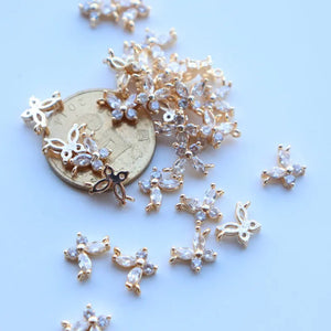 Copper Zircon Butterfly Double Rings Charms Necklace Pendants