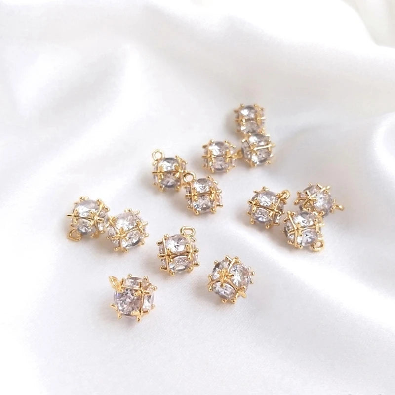 Copper Zircon Ball Charms Pendants DIY Jewelry Findings